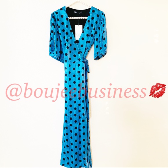 ZARA Polka Dot Wrap Dress - Picture 5 of 8